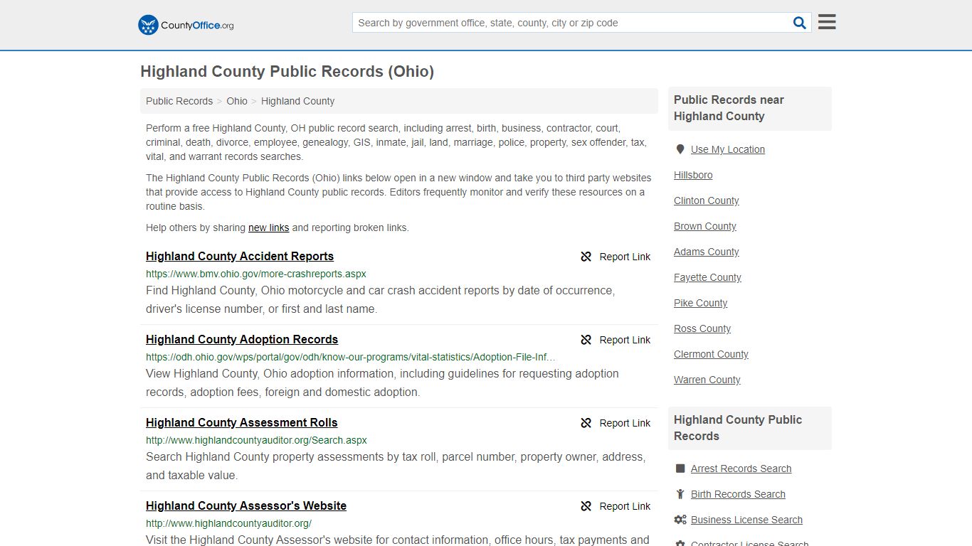 Public Records - Highland County, OH (Business, Criminal ...